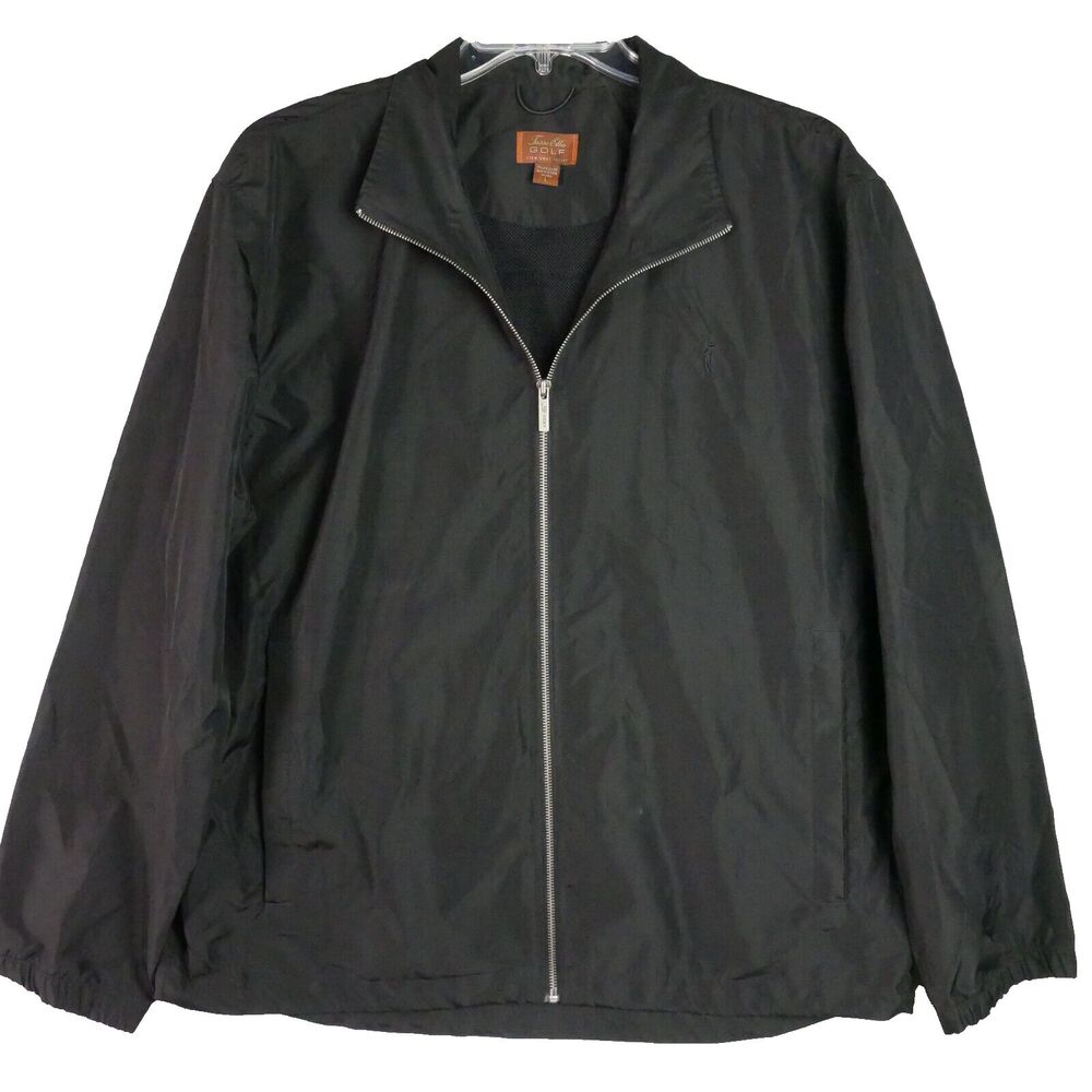 Tasso Elba Golf Mens Size L Black Stow Away Packable Jacket Full Zip Travel